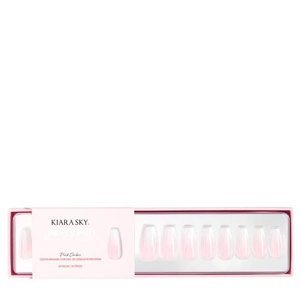 KIARA SKY 100% Acrylic Press On Nails - Salon Quality Instant Manicure, Long-Lasting, Easy Application - 30 piece Kit - Coffin Medium-Pink Ombre