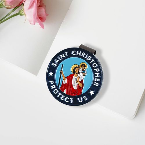 OTTOPO St Christopher Medal for Car,Colorful Cartoon Relief Saint Christopher Car Visor Clip Catholic Gifts for New Driver,Friend,Parent, Family