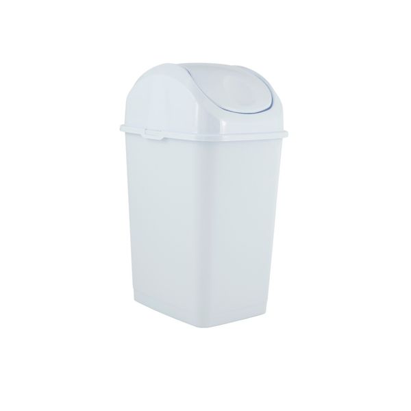 Superio 2.5 Gal Small Plastic Trash Can with Swing Top Lid – White