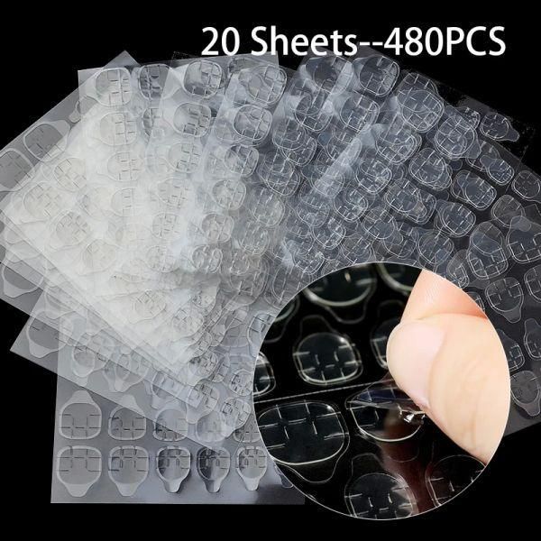 Nail Sticker Fake Design Double Sided Adhesive Sticker Nail Art Tips Acrylic Manicure Adhesive Tape 20 Sheets 480pcs