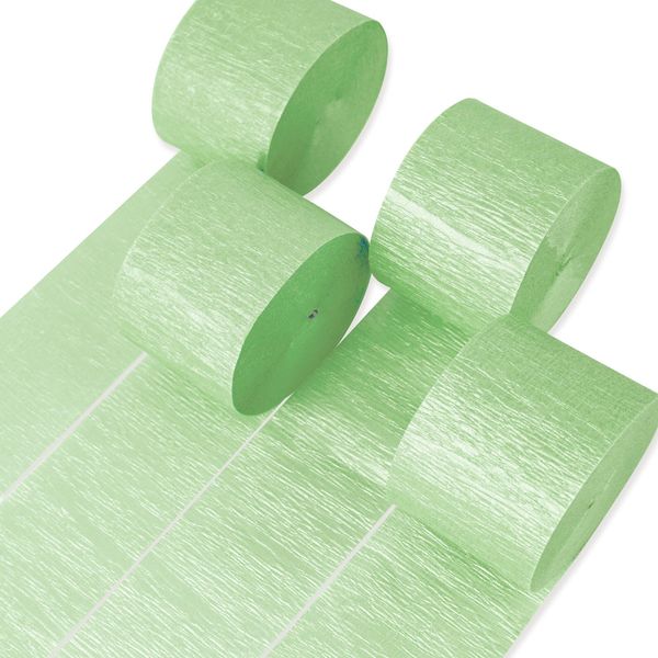 PartyWoo Crepe Paper Streamers 4 Rolls 328ft, Pack of Crepe Paper Pearl Green Party Streamers, Crepe Paper for Birthday Decorations, Party Decorations, Baby Shower Decorations (1.8 in x 82 Ft/Roll)