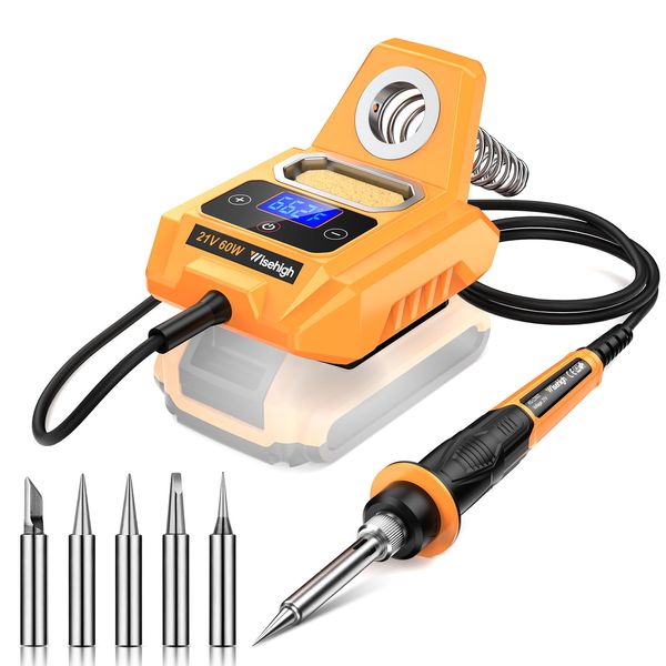 Cordless Soldering Station for Dewalt 20V Max Battery - Electric Digital LCD Display Soldering Iron Station Fast Heating Up Soldering Station for DIY, Appliance Repair (Battery Not Included)