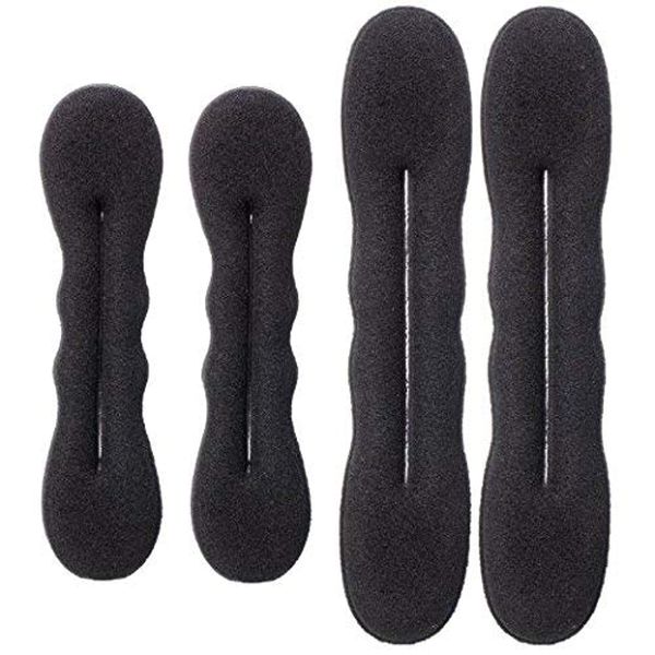 4Pieces(2Large+2Small) Women Hair Styler Magic Foam Sponge Donut Maker Ponytail Bun Twister Tie Hair Clip Styling Party Accessories