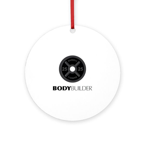 CafePress Body Builder 4" Round MDF Wood Ornament