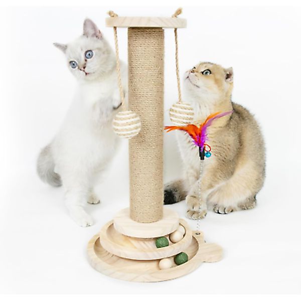 MORA PETS Cat Scratching Post for Indoor Cats with Solid Wooden Base Cat Post