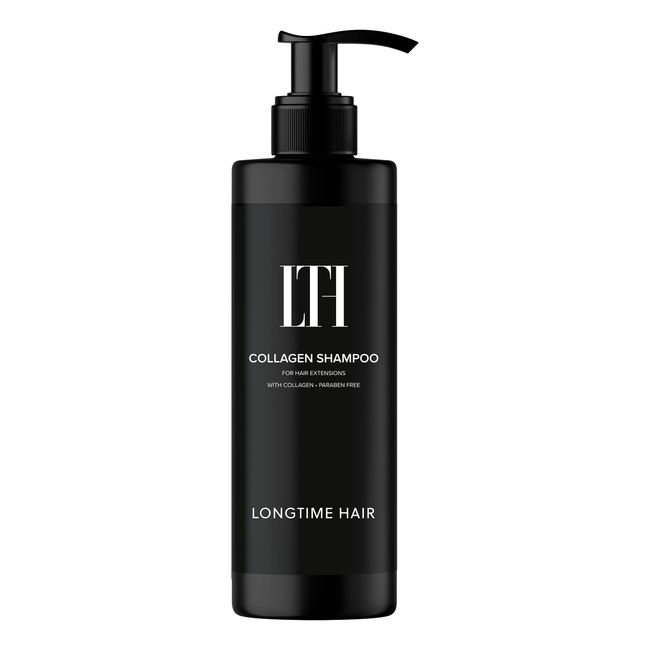 LONGTIME HAIR® Extensions Shampoo I Haar Shampoo mit Collagen und Hitzeschutz I 200ml I Haarpflege für Eigenhaar & Echthaar Extensions I Vegan und ohne Parabene I Deutsche Herstellung