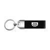 Jeep Grill Logo Black Leather Strap Chrome Metal Key Chain