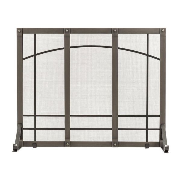 Pleasant Hearth Fireplace Screen 12.19"Wx39"Dx31.44"H Iron Mesh Black Decorative