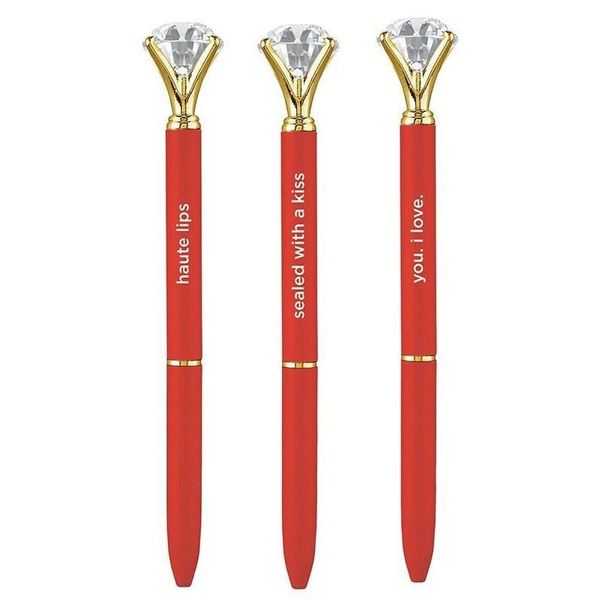 Haute Lips Red Gem Pen Set of 6 | Giftable Quote Pens | Novelty Office Desk Supplies