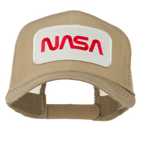 e4Hats.com NASA Logo Embroidered Patched Mesh Back Cap - Khaki OSFM