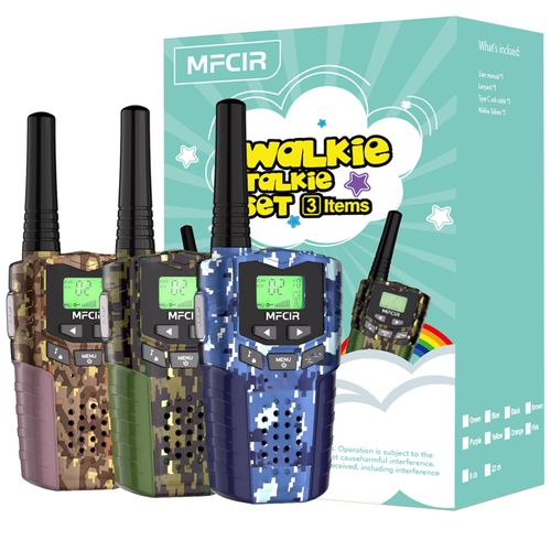 Mfcir Camouflage Kids Walkie Talkies, Rechargeable, 3 Pack, Long Range,Toys Gifts for 3 4 5 6 7 8 9 Year Old Boys Girls Ages, Outdoor Hiking,Birthday Present