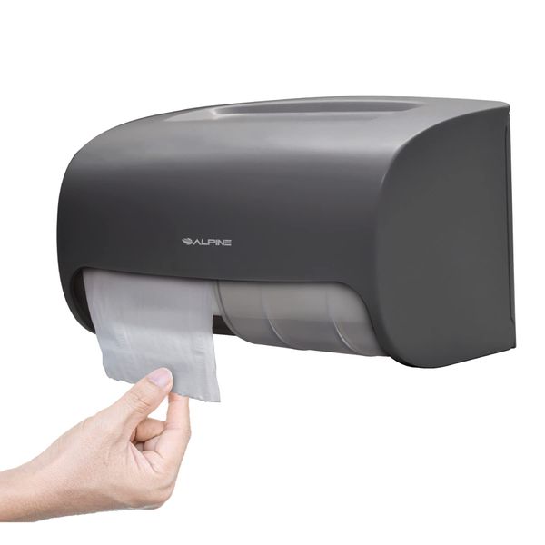 Alpine Commercial Toilet Paper Dispenser - Double Toilet Paper Holder Wall Mount for Less Frequent Paper Roll Refill