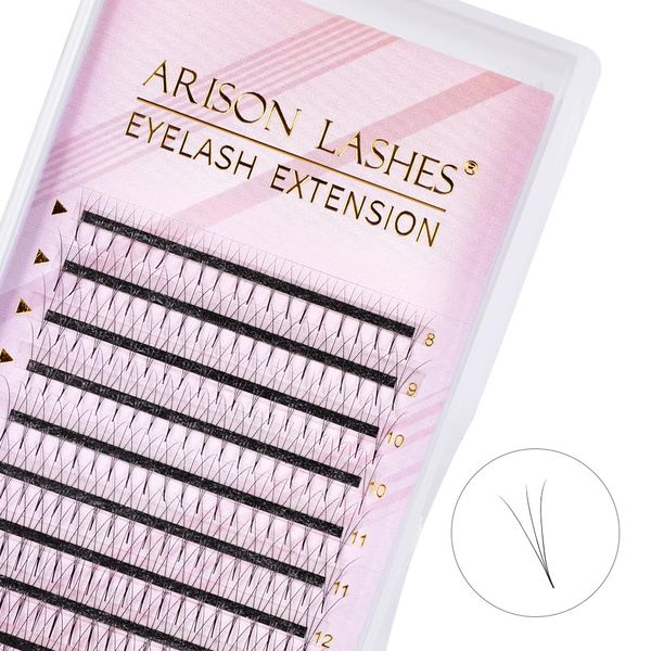 Arison Lashes Premade Lashes Fans False Eyelash Russian Extension Volume Fluff Natural Cat Eye Lashes 3D C Curl 0.07 Thickness 8-15mm Mix Lash Tray