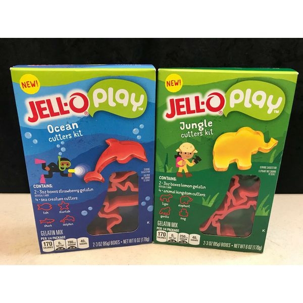 Kraft JELL-O Jungle Ocean Plastic 8 Mold Cookie Cutter Play Sets Gelatin Mix NOS