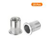 sourcing map 25Pcs Rivet Nuts Flat Head, 3/8" Stainless Steel 304 Threaded Insert Nuts Knurled Body