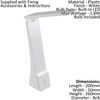 Table Lamp-Colour White-Integral Rechargeable Battery-Bulb LED-1.8W Included - Side Console Free Standing Base Bedside Task Base Set