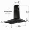 36 in Kitchen Wall Mount Range Hood 450CFM 3-Speed Mechanical  Control Black