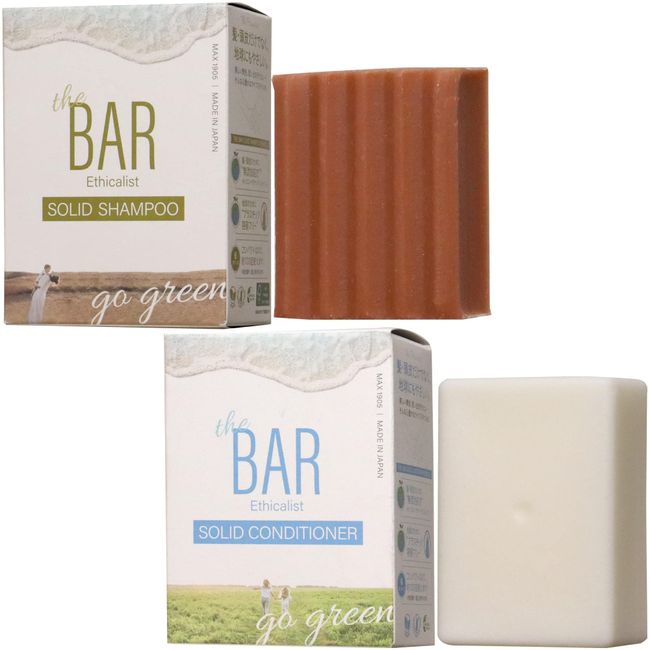 TheBAR Solid Shampoo & Solid Conditioner Set, Hypoallergenic, Foaming, Functional Ingredients Blend, Glossy, Moisturizing, High Concentration, Organic Shampoo Bar, Floral Pure Bouquet Scent, Made in