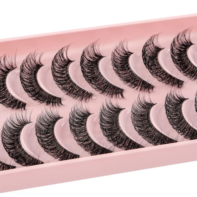 10 Paare 3D Falsche Wimpern, die wie Volumen Wimpern Extensions aussehen 3D Fluffy Strip Wimpern, D Curl Lash Strip (HA33)