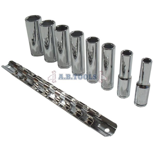 9PC 3/8 DEEP AF SOCKETS + RAIL