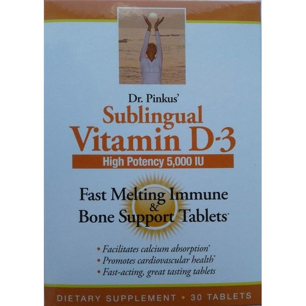 Sublingual Vitamin D3 by Dr. Pinkus' High Potency 5,000 IU 30 Tablets