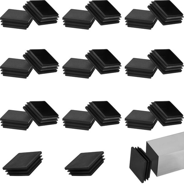 Jetec 20 Pack Square Tubing End Caps Aluminum Square Tubing Black Plastic Plugs for Chair Fence Post Square Tubing Table Shelf Insert Finishing Plug(2 Inch)