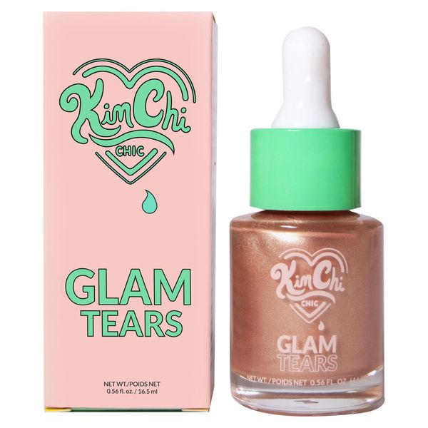 KimChi Chic Beauty Glam Tears Liquid Highlighter, Cheek Shimmer and Body Glitter, Sun-Kissed Glow, Luminous Finish, Non-Vegan Makeup, Silk Highlighter, 0.56 fl oz