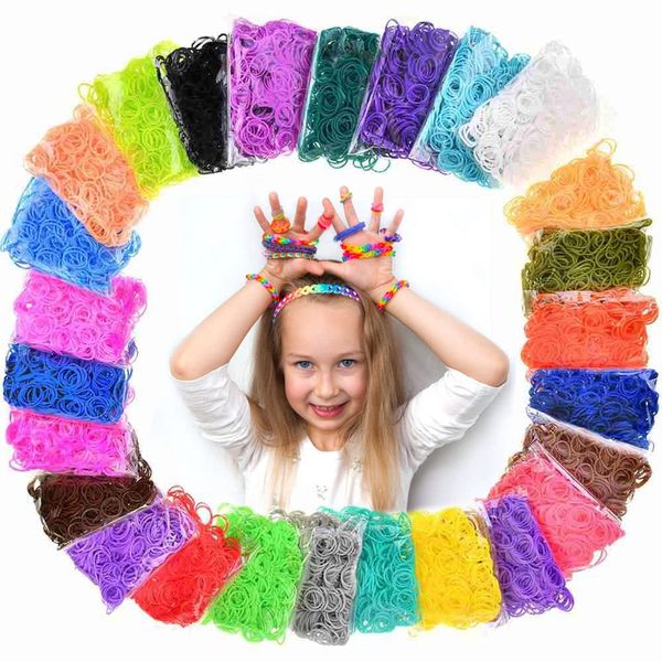 Rainbow Rubber Bands Loom Bracelet Kit, 12750+ Rubber Band Loom Bracelet Making Kit in 26 Colors with 500 Clips 6 Hooks, Rainbow Rubber Bands DIY Refill Crafting