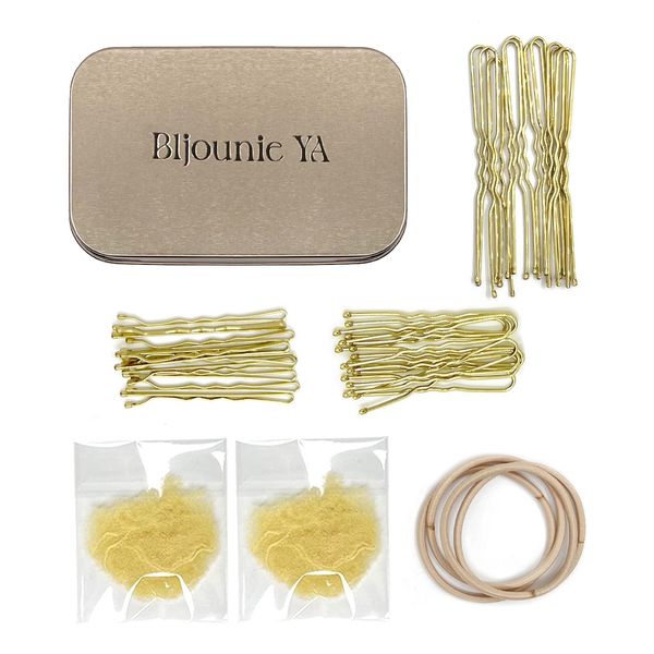 Bobby Pins - Hair Nets for Buns - Dance Competition Must Haves - 2pcs Invisible Hair Nets，20 Pieces U Shaped Pins 10 pcs Bobby Pins, 4pcs Hair Elastic Bands for Ballet Bun, Yoga,Working(Blonde)