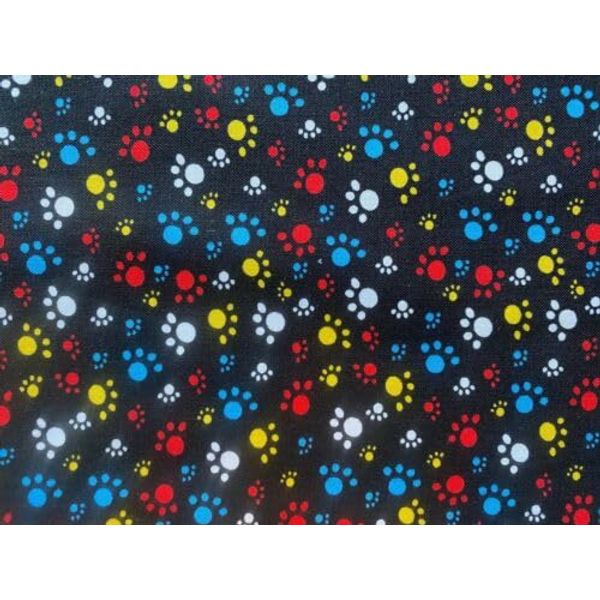 Paws Cats Dogs Bright PAW CAT Dog Colors Black Cotton Fabric Fat Quarter Fabric