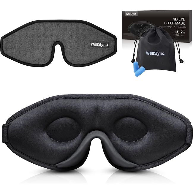 100% Blackout Sleep Mask Most Comfortable Contoured Eye Cups and Nose Covering