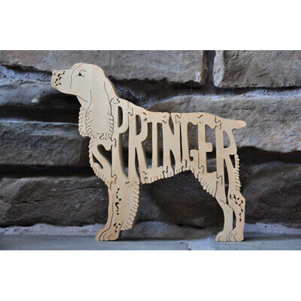 New Springer  Spaniel Wooden Sporting   Dog  Scroll Saw Toy Puzzle Figurine