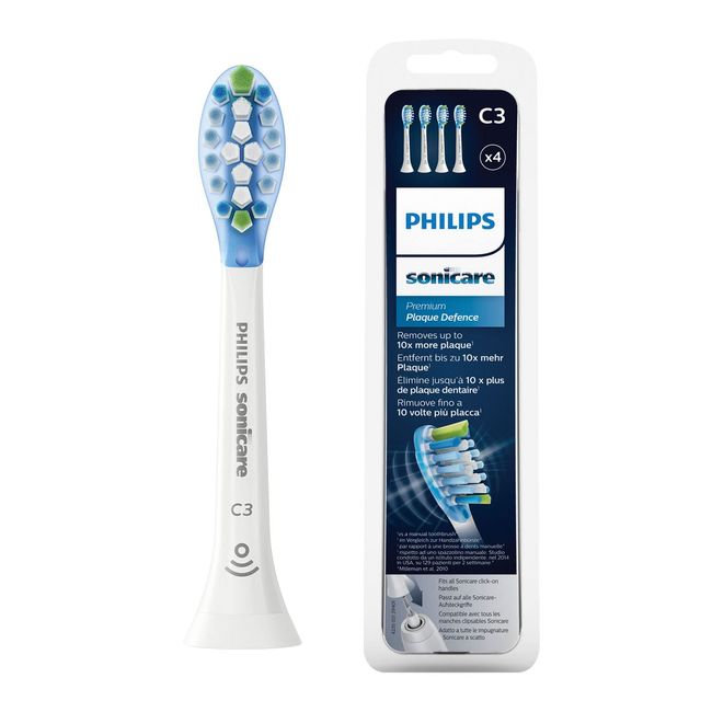 Philips Sonicare Premium Plaque Defense White BrushSync Heads (Compatible with All Philips Sonicare Handles), Pack of 4