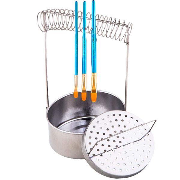 S.fields.inc Brush Washer Brush Bucket Compact Oil Painting Watercolor Painting Stainless Steel Brush Stand Paint Painting