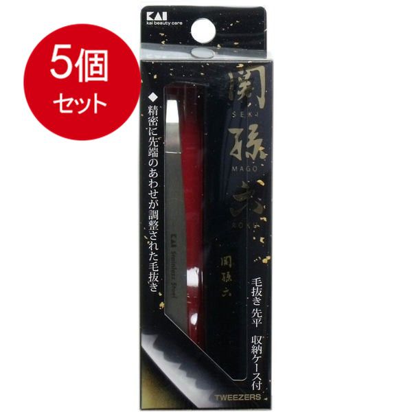 Bulk purchase of 5 Seki Magoroku Tweezers (Senpei) with storage case HC-3505  x 5 piece set