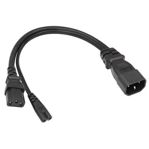 C14 to C13+C7 Y Splitter Power Plug Cord YACSEJAO 10A/250V IEC 320 C14 Male to C13+C7 Female Splitter AC Power Extension Adapter Cable(1FT/30CM)