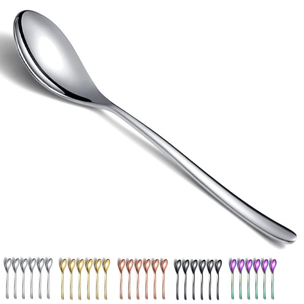 Dinner Spoons 6 Pieces, Kyraton 21.5 cm Stainless Steel Table Spoons, Soup Spoons Silverware Set Sturdy Easy to Clean, Dessert Spoons, Dishwasher Safe