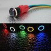 16MM Latching Push Button Switch 12V, On Off Button with LED, Waterproof Marine Push Button for Car, Light Power Switch 0.63" Mounting Hole with Wire Socket Plug Self-Locking (Black Shell-Blue)