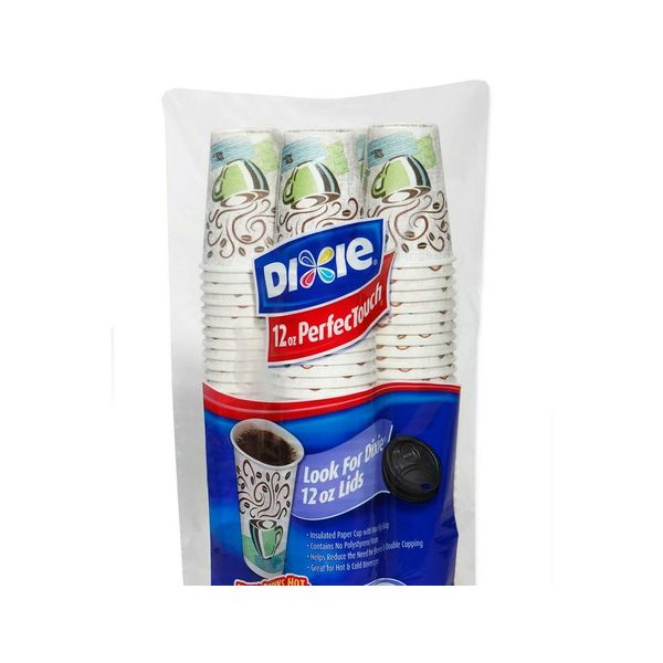 (150 Ct) CUPS COMBO WITH LIDS 12 oz DIXIE PERFECT TOUCH PAPER HOT/COLD SFI