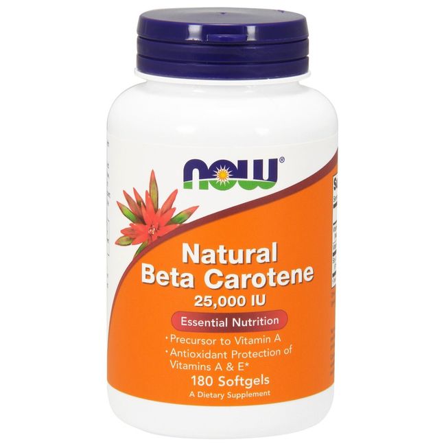 NOW Foods Beta Carotene Natural, 25,000 IU, 180 Softgels