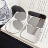 Hand Mirror, Compact, Stylish, Folding Mirror, Stainless Steel, Double Sided Mirror, Gift, Women's, Birthday (Square Circle)