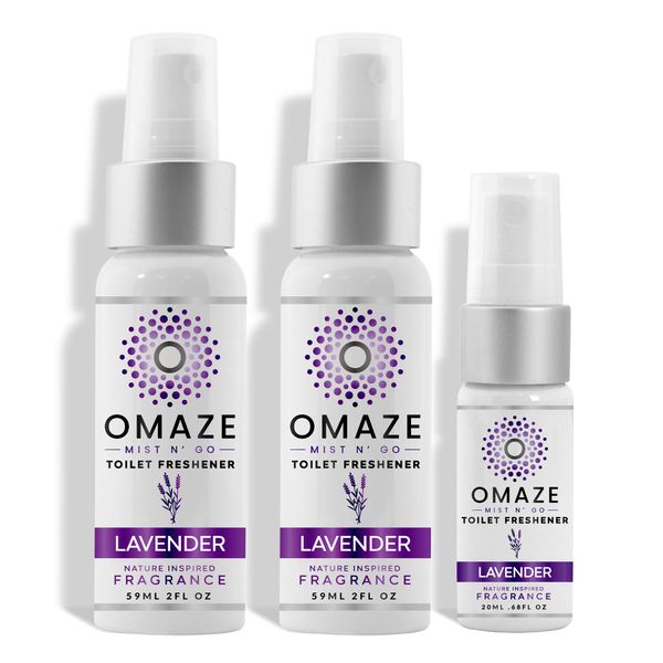 OMAZE Mist N Go Refresh Toilet Spray - Bathroom Spray Odor Eliminator - Toilet Smell Eliminator Deodorizer - Bathroom Smell Good Spray Women Men Odor Neutralizer Spray Fresheners - Lavender, Value