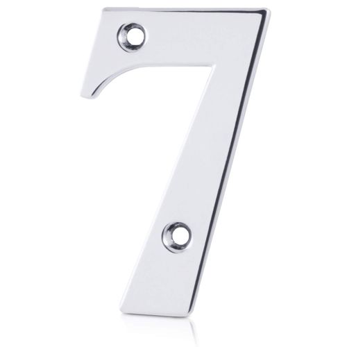 XFORT® 3 Inch Screw Fix Front Door Number, Number 7, Elegant and Bold Door Numerals in a Beautiful Polished Chrome Mirror Finish, Suitable for All Door Types Including Wooden, uPVC, and Composite.