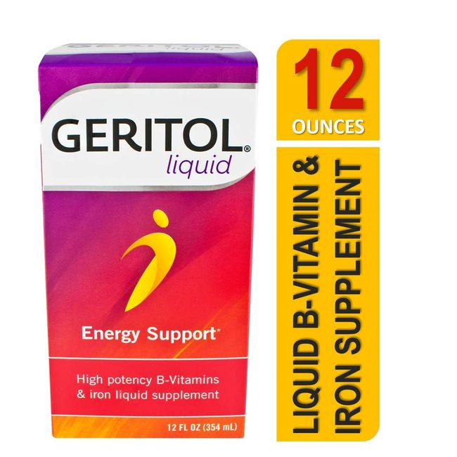 Geritol Liquid Energy Support, High Potency B-Vitamin & Iron Liquid Supplement, 12 Fl Oz (Pack of 3)