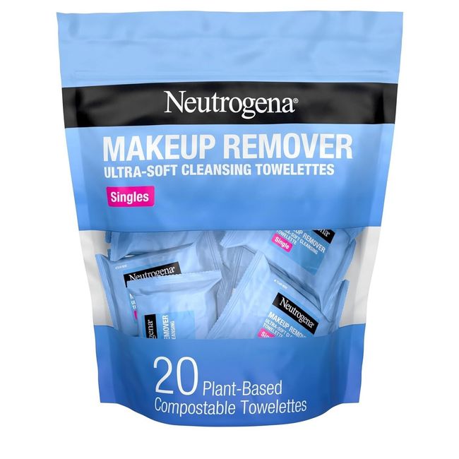 Neutrogena Makeup Remover Wipes Singles, Daily Facial Cleanser Towelettes 20 Ct