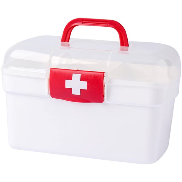 Medicine Box, First Aid Kit, Medicine Case, First Aid Set, Medical Box, First Aid Box, Medicine Box, Stylish, Storage Box, Small Items, Large Capacity, Divider, 2-Layer, Medical Box, Handle, Plastic, Multi-functional Storage Case, For Disasters, Disasters