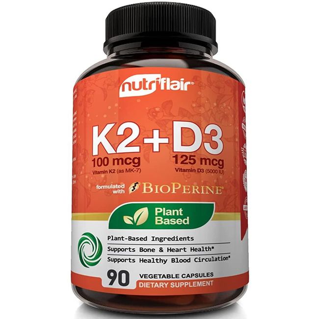 NutriFlair Vitamin K2 Mk7 D3 5000iu 125mcg 90caps