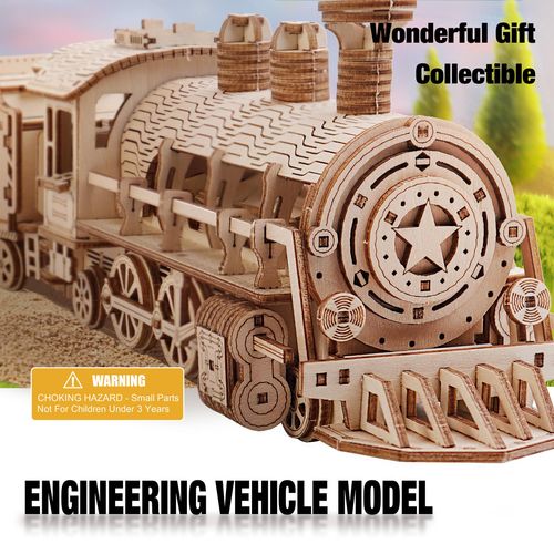 KWASVLYA 3D Wooden Puzzles, Wooden Train Puzzles for Adults and Teens, Educational Brain Teaser Assembly Model, Gifts for Christmas/Birthday（Luxury Steam Train）