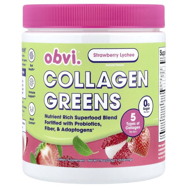 Collagen Greens, Strawberry Lychee, 7.9 oz (225 g)