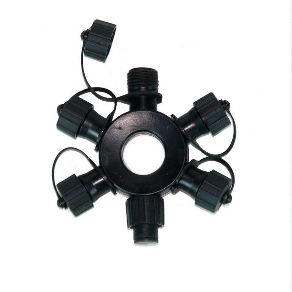 Festive Lights - ConnectPro Connectable 5 Port Ring Curtain Connector - Black